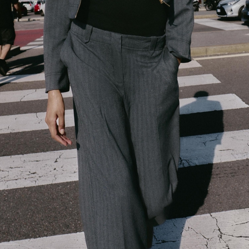 Zara Gray Women's Wide-Leg Trousers